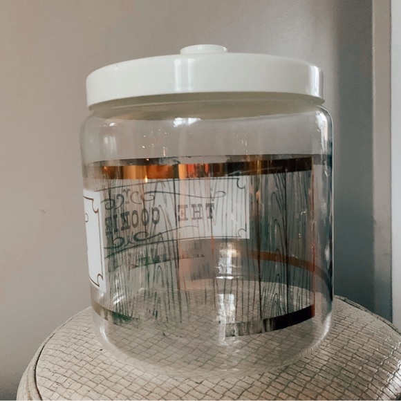 Vintage Pyrex “The Cookie Jar” glass canister with cream plastic lid. - Picture 9 of 10